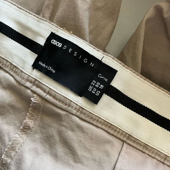 ASOS Design Curve Womens Pleated Front Cotton Blended Wide Leg Stone Pants Sz 18 - Picture 13 of 14